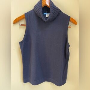 White+Warren 100% Fine Merino Wool Blue Sweater Turtleneck Shell Woman’s Large